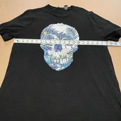 Sean John Men’s Medium Black Reversible Sequin Skull & I Am Limited Edition Tee