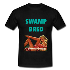 Retro T-shirt Vintage Swamp Bred Redneck Pinup Pulp Cover Hillbilly Funny Tee