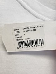 Denham White Applique Logo Short Sleeve Cotton T-Shirt Mens Size Large BNWT.PWB