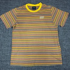 HUF Striped Knit T-Shirt Brown and Yellow Multi Stripe