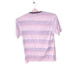 Vissla T Shirt Mens XL Gray Blue Stripe Short Sleeve Measures Medium Stretch