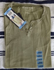New Lucky Brand Men’s S Long Sleeve Notch Neck Triblend Henley Shirt Loden Green