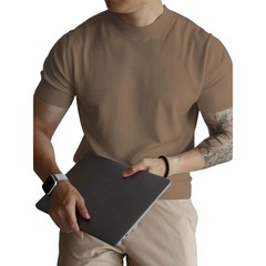 Mens Knitted Tee Casual Short Sleeve Office Outfits Retro Style Knitted Fabric