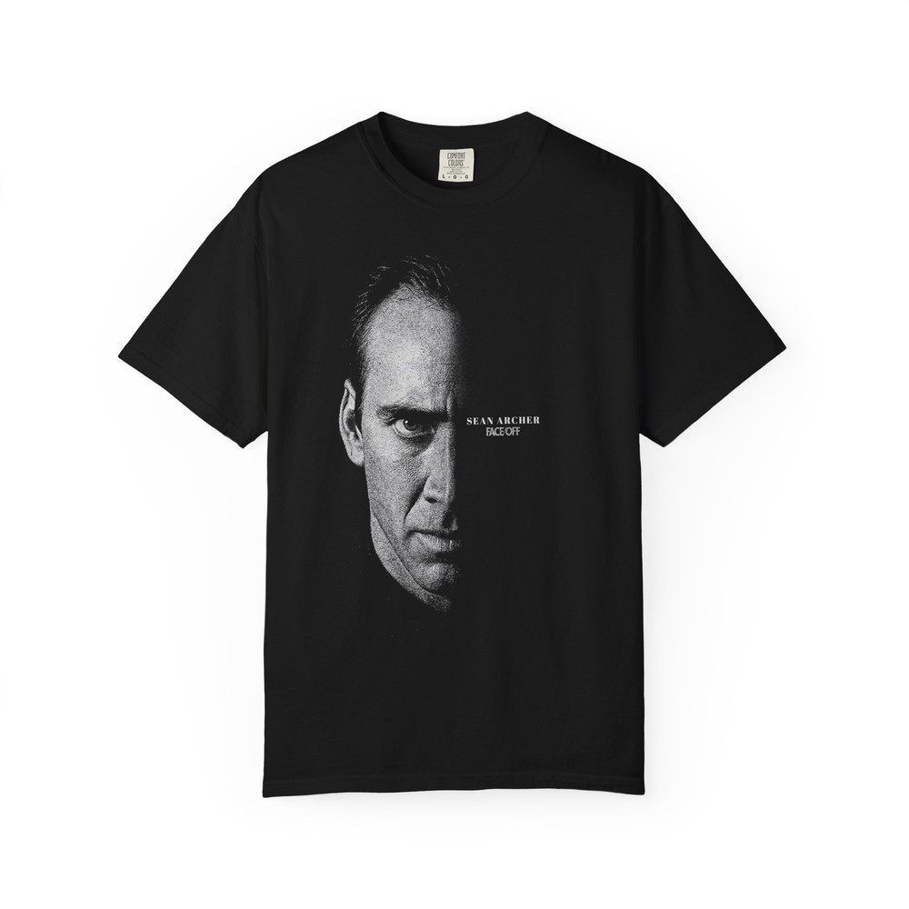 Face/Off Shirt 90s Action Movie Tee Cage Travolta Two-Sided Distressed Gift