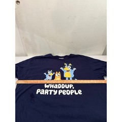 Bluey Graphic T-Shirt 3XL Navy Blue Whaddup Party People Bandit Bingo Mens
