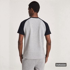 Reiss Mens Small Gray Colorblock Dudley Contrast Raglan Sleeve T-Shirt