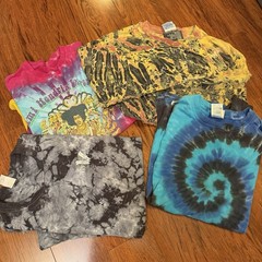 Mixed Tie-Dye Shirt Lot Of 4 100% Cotton 3 Long Sleeve Spiral Jimi Hendrix