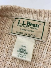L.L.Bean 80s USA-made Crewneck Knit Sweater (Thick), Size M, Cotton, Solid Color
