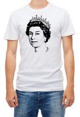 United Kingdom Queen II.Elizabeth Short Sleeve White T Shirt Men k232