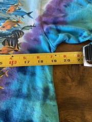 Vintage 90s Y2K Liquid Blue Aquatic Oceanlife Tie Dye Shirt Medium Fish Animals