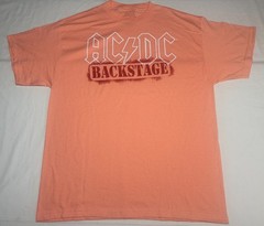 AC/DC ACDC Backstage Graphic Tee Peach Rock Band Concert Tour T-Shirt Men