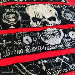 Affliction T Shirt Men XL Red Black Gray Silver Foil Patch Skull USA Distressed