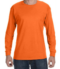 Gildan Men’s Heavy Cotton 5.3oz Safety Orange Long Sleeve T-Shirt, Large, 2-pack