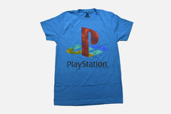 PlayStation Classic Logo Distressed Graphic Gamer Mens Blue Shirt New Medium