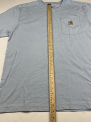 Carhartt Shirt Mens Medium Light Blue/Beige Pocket Workwear Original Fit Cotton