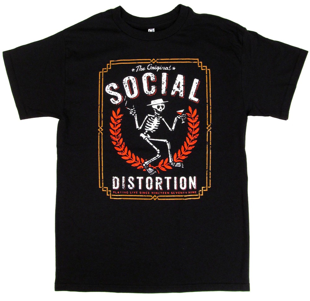 SOCIAL DISTORTION T-shirt Punk Rock Skeleton Logo Adult Mens Black New