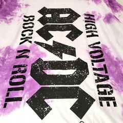 ACDC HIGH VOLTAGE Shirt Mens 2XL XXL Purple TIE DYE Casual ROCK NWT