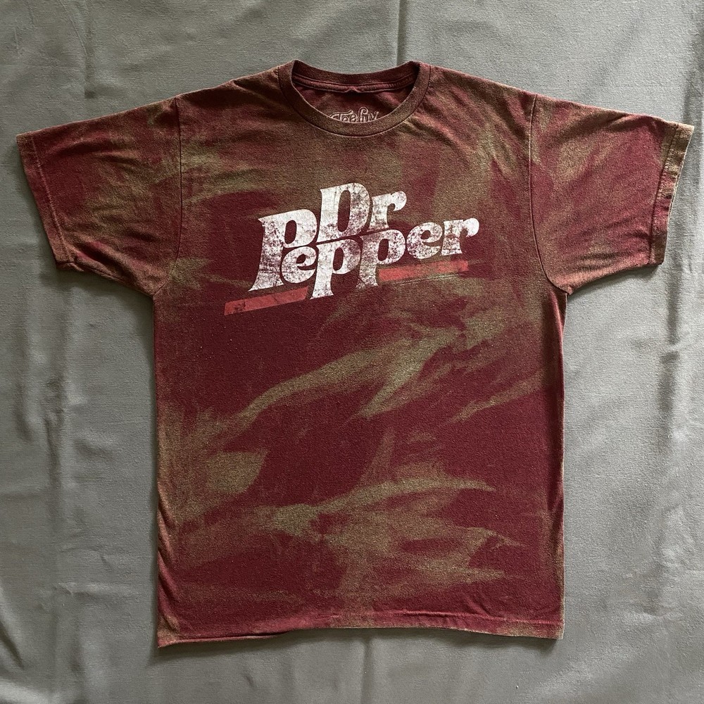 2010s Tee Luv Dr. Pepper T Shirt Mens Large Maroon Bleach Dye Soda Pop Promo