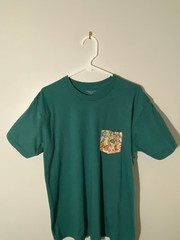 Blade + Blue T Shirt Mens Large Green Pocket Tee Made In USA Cotton Poly Casual