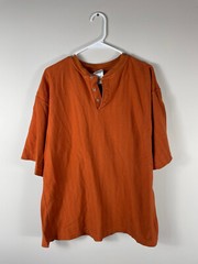 VTG Carhartt Short Sleeve Henley T-Shirt Mens XL Orange Textured Woven