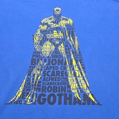 Men’s 2XL Batman T-Shirt Men Blue DC Comics Caped Crusader Gotham Word Art G