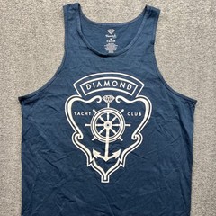Diamond Supply Co Tank Top Mens XL Navy Blue Yacht Club Anchor Graphic Shirt