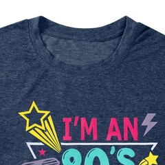 Vintage 80’s Women’s I’m an 80’s Girl Graphic Tee Short Sleeve Top, Dark Blue, S