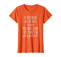 Funny Expecting Mom T-Shirt for Women, Large Orange Pregnancy Announcement