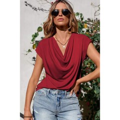Cowl Neck Short Sleeve T-Shirt