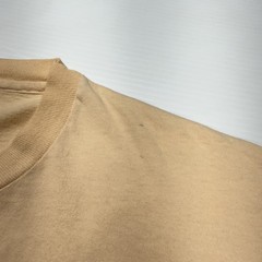 Vtg 90s Chesapeake Bay Virginia Anvil Mens Shirt L Beige Dock Nature Scene USA