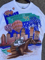 Vintage 1995 Kentucky Derby AOP T-Shirt Single Stitch Sz XL