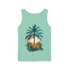 Tropical Palm Tree Sunset Tank Top Beach Vacation Apparel