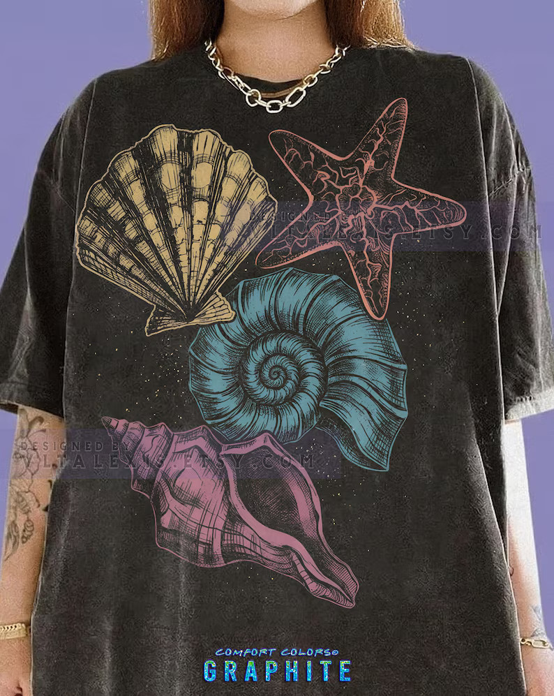 Seashell Starfish Marine Life Ocean Comfort Tee