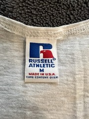 Russell Athletic Vintage 1990s Heather Gray Arch Logo USA Made Tank Top Shirt M
