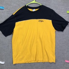 Tommy Jeans Shirt Mens Extra Large Yellow Navy Colorblock Logo Cotton