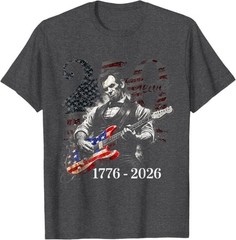 Abraham Lincoln Playing Guitar 4th July 250th Anniversary T-Shirt