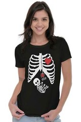Spooky Halloween Maternity Skeleton Xray Graphic T Shirts for Women T-Shirts