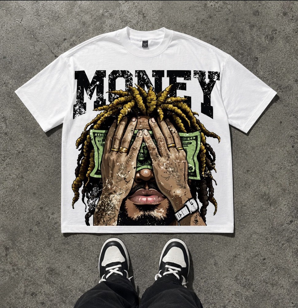💸 Money Graphic Tee Y2K Streetwear Oversized White T Shirt