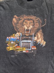 Vintage 80s 3D Emblem Truckers Only King Of The Road Lion Biker Thin T Shirt XXL