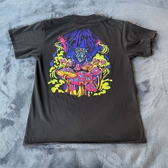 ALAB Psychedelic Neon Mushroom Black Short Sleeve T-Shirt Medium