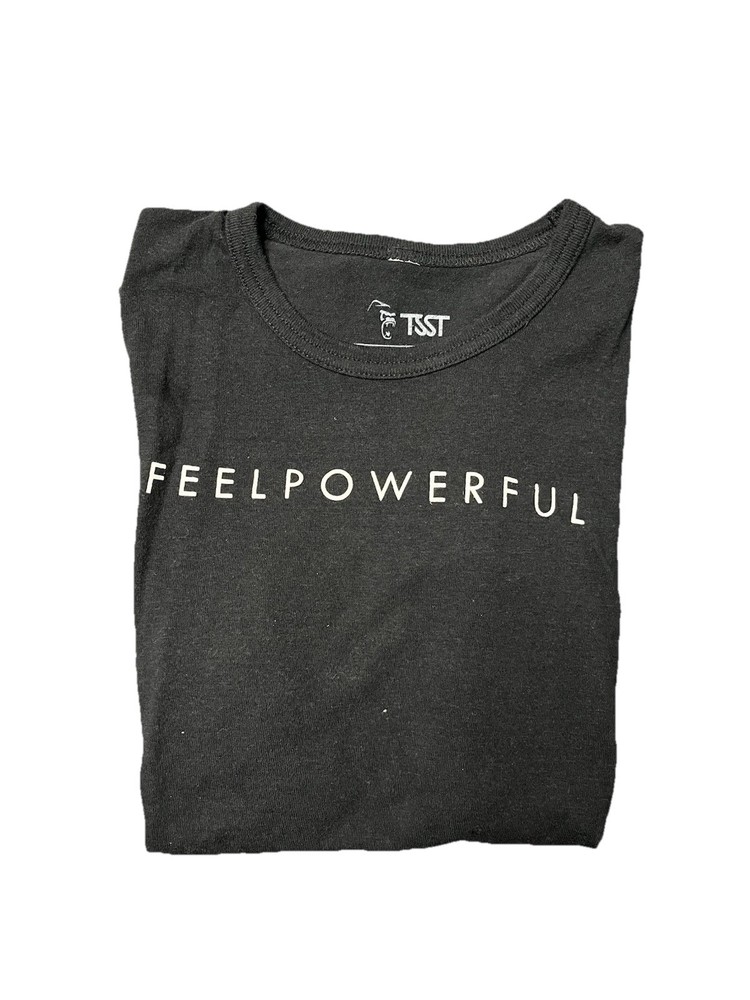 Feel Powerful Gym Shirt Men’s Size Lg Black S/S Shirt Cotton Poly Made In USA
