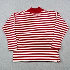 Vintage 90s Calvin Klein Sport Striped T Shirt Size S Small Red Mock Neck USA