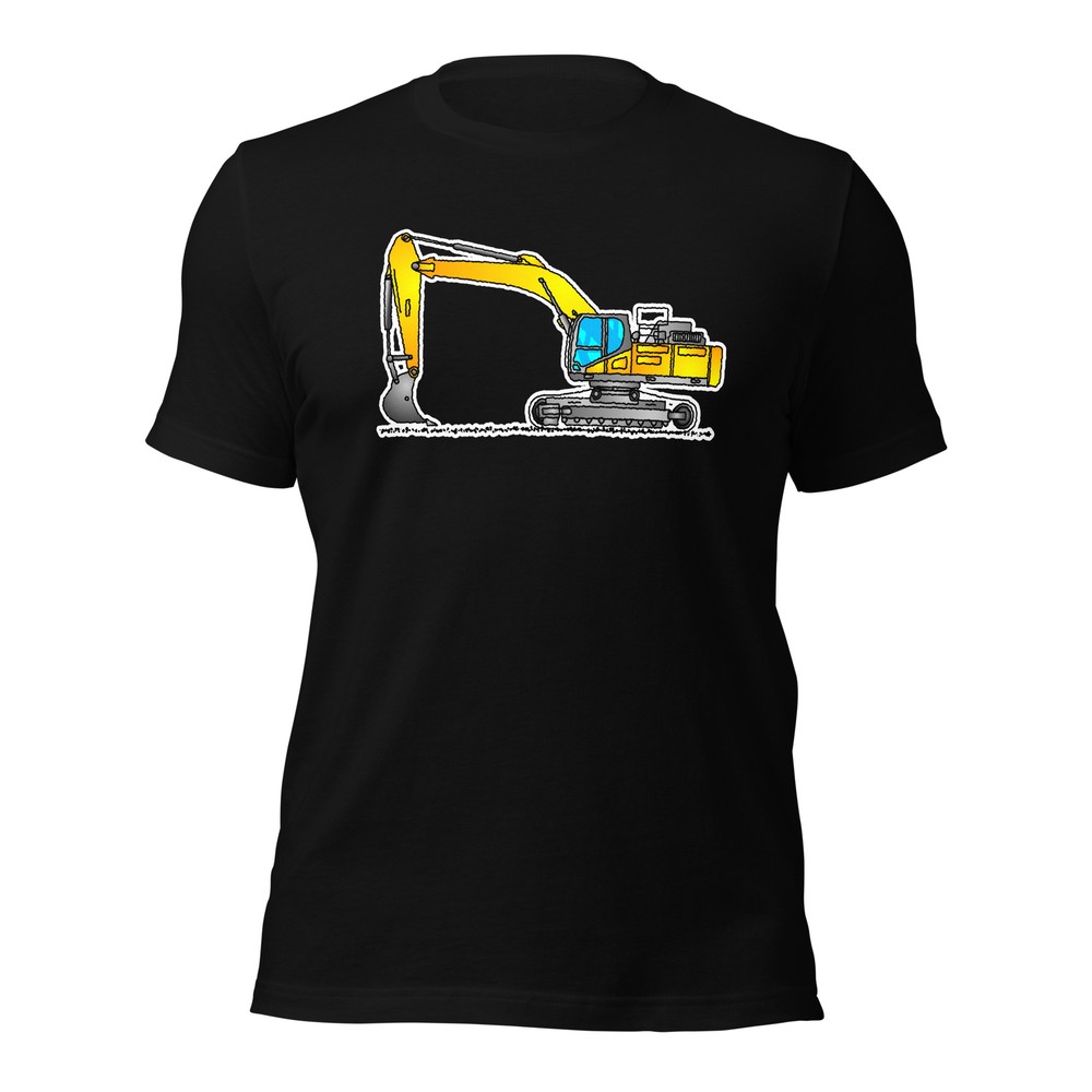 Excavator T-Shirt, Adult Clothing, Yellow Construction Vehicle, Comfy