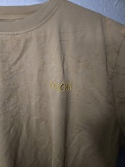 Coogi T Shirt Mens XL Tan Embroidered Logo Front Back Textured Pattern