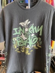 Vintage Y2K In My Money Bag Funny Graphic Black Short Sleeve T-Shirt Size L