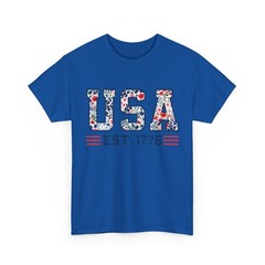 Floral Pattern Patriotic USA Shirt – 4th of July Graphic Tee Women Vintage