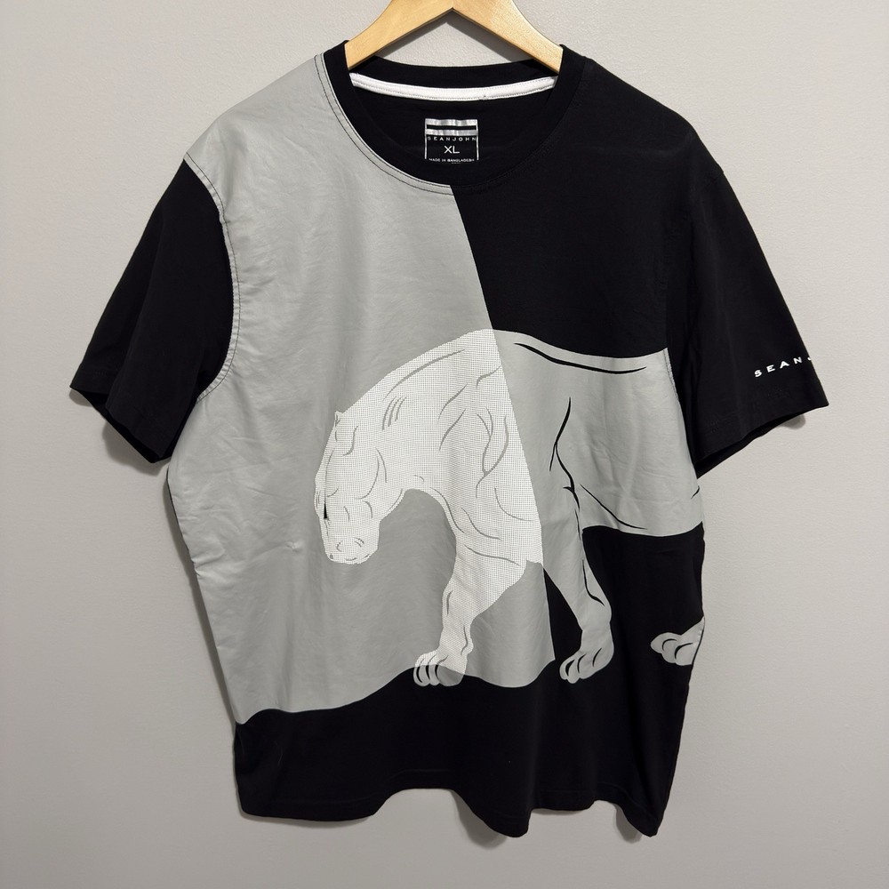 Vintage Y2K Sean John T-shirt Size XL AOP Tiger Colorblock Streetwear