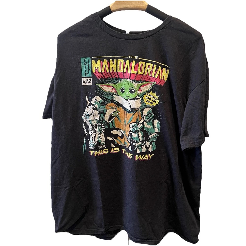 Star Wars Mandalorian Grogu Baby Yoda T-Shirt Men’s 2XL Black Comic Graphic