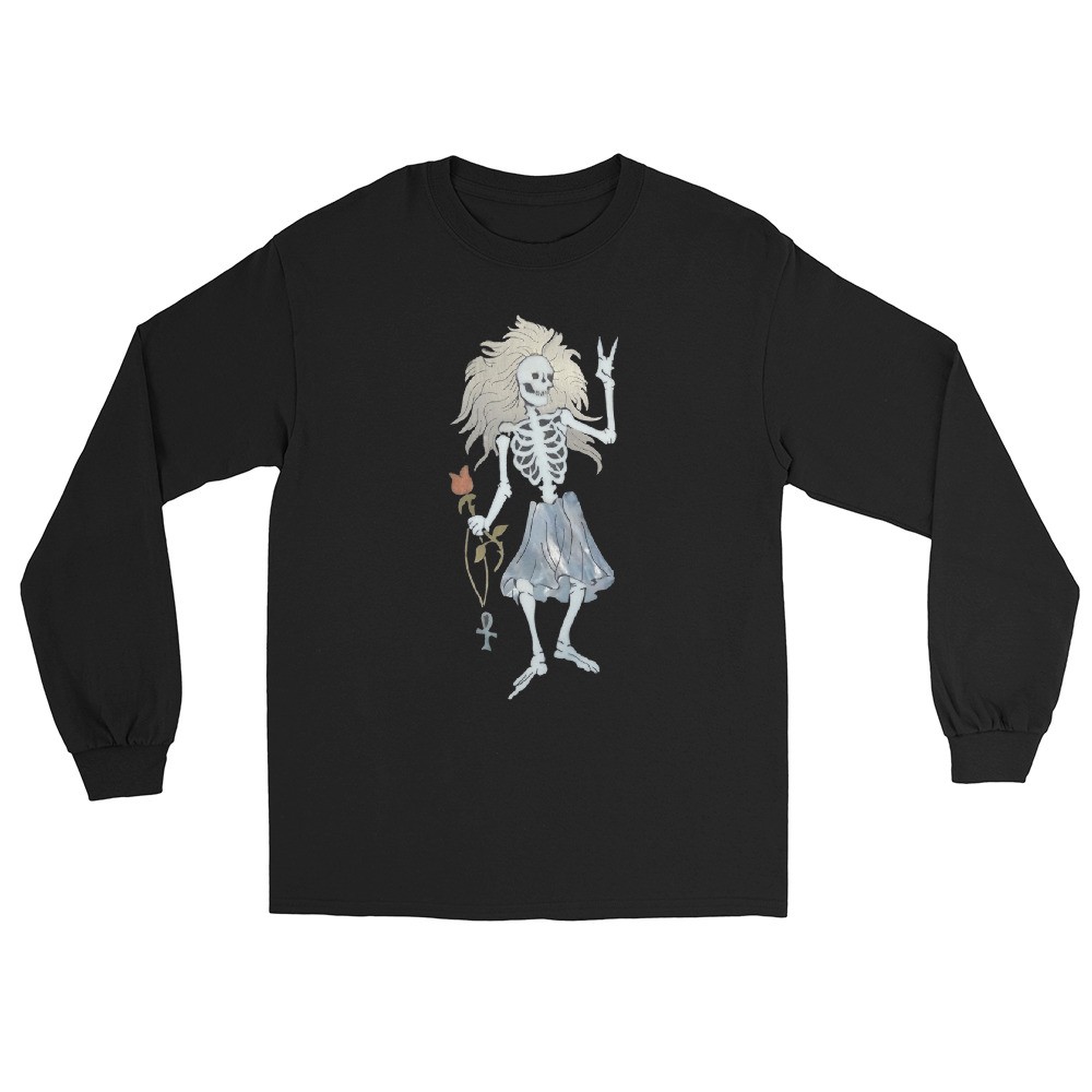 Jerry Garcia Rosebud Skeleton Grateful Dead Gildan Unisex long sleeve tee