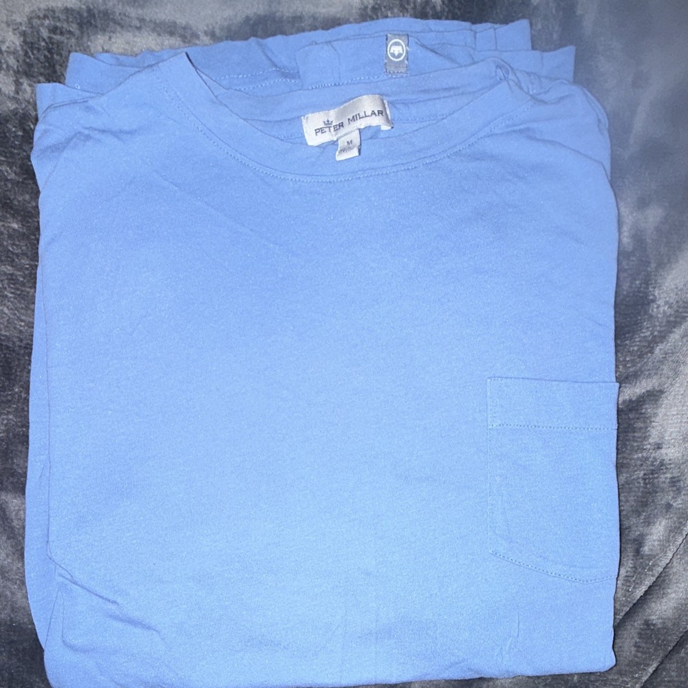Peter Millar Men’s Blue Crew Neck Pocket T-Shirt Short Sleeve Cotton Modal M